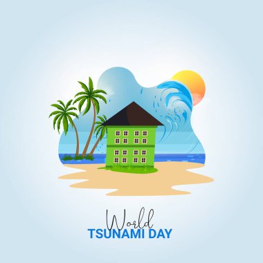 Dünya Tsunami Günü, Tsunami Günü yaratıcı vektör tasarımı konsepti.