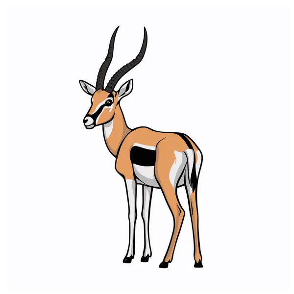 stock vector Cute antelope stands on a white background in cartoon style. Vector illustration with African animal.