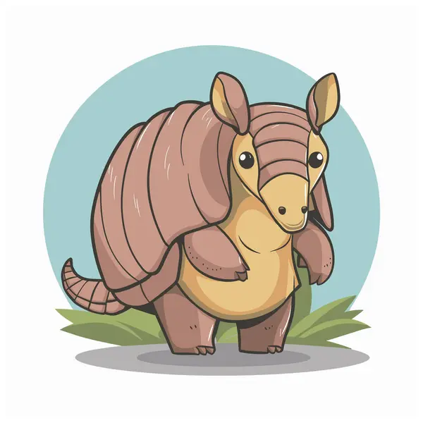 Armadillo düz sanat vektörü çizimi. Çocuklar için sevimli bir hayvan karakteri tasarımı. Basit düz pastel biçimi.
