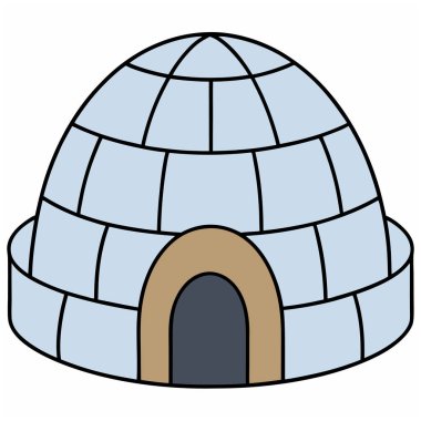 Beyaz arkaplanda Igloo Düz vektör çizimi.