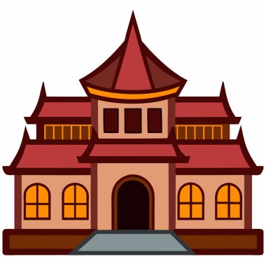 Beyaz arkaplan üzerinde Konak Evi Düz vektör çizimi.