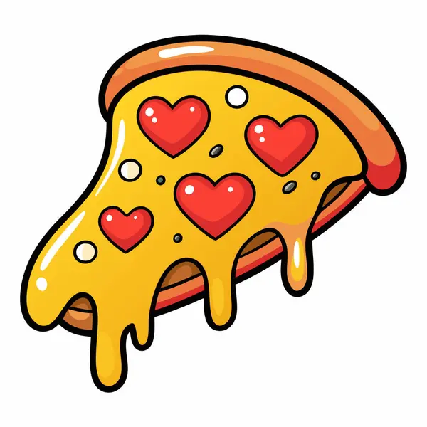 Beyaz arkaplanda Pizza Düz Vektör illüstrasyonu.