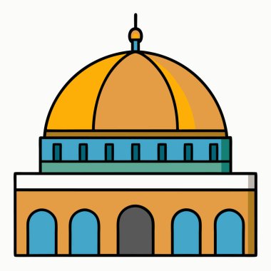 İslam camii düz vektör illüstrasyonu inşa ediyor