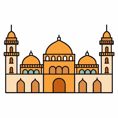 İslam camii düz vektör illüstrasyonu inşa ediyor
