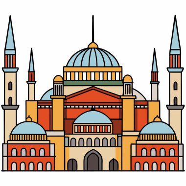 Ortodoks düz tasarım vektör çizimi. Katedral Kilisesi simgesi izole edildi