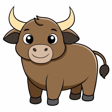 Bufalo basit vektör çizimi. Bizon karikatürü, düz stil bir hayvan..