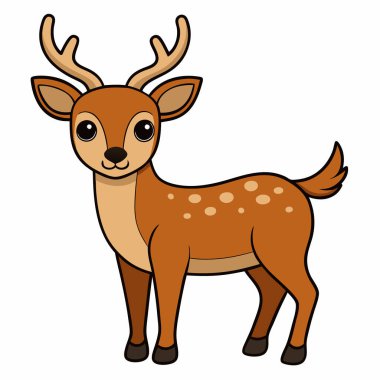 deer vector illustration, cartoon clipart character, animal in flat style. clipart