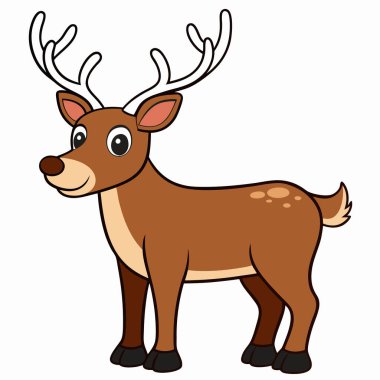 deer vector illustration, cartoon clipart character, animal in flat style. clipart