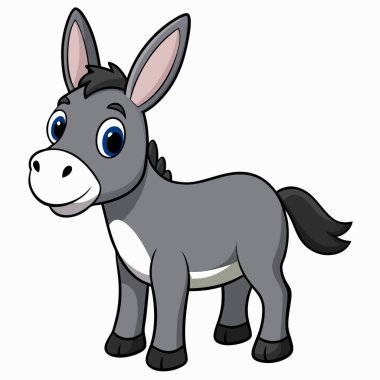 Donkey vector illustration. Cute donkey cartoon clipart, animal in flat style. clipart