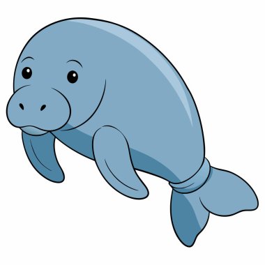 Dugong vektör çizimi. Dugong vektör tasarımı beyazda izole edildi