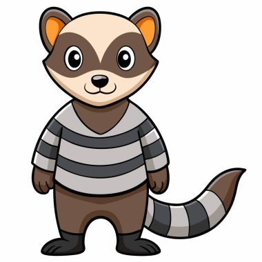 Cute Ferret. Flat Vector flat cartoon style illustration clipart