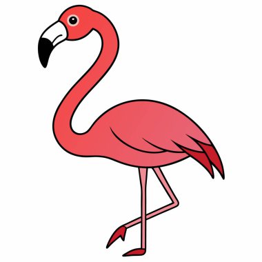 Beyaz arkaplanda düz stil pembe flamingo karikatür