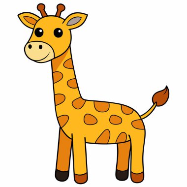 Giraffe vector illustration, cartoon clipart character, animal in flat style. Wild animals, clipart