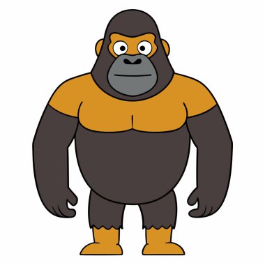 gorilla vector illustration, cartoon clipart character, animal in flat style. clipart