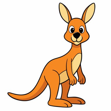 Cute cartoon kangaroo isolated on white background. Vector illustration. clipart