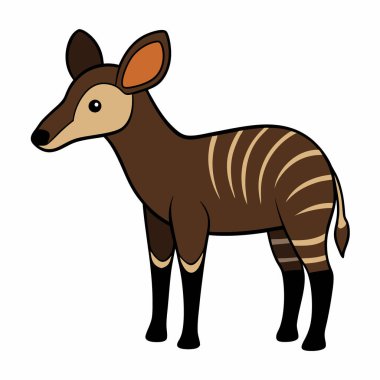 Okapi düz vektör karikatür düz sanat çizimi