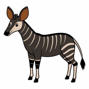 Okapi düz vektör karikatür düz sanat çizimi