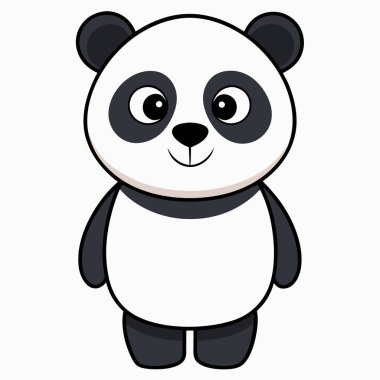 Düz Vektör Şirin Çizgi Film Pandası Karakteri