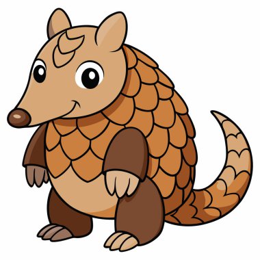 pangolin vektör illüstrasyonu, çizgi film karakteri, düz stil hayvan.