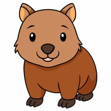 wombat vektör illüstrasyonu, çizgi film tırmanış karakteri, düz stil hayvan.