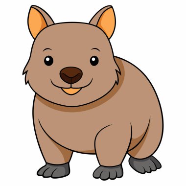 wombat vektör illüstrasyonu, çizgi film tırmanış karakteri, düz stil hayvan.