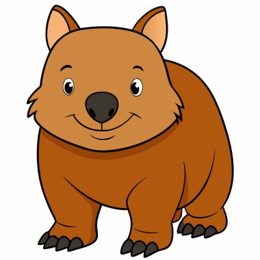 wombat vektör illüstrasyonu, çizgi film tırmanış karakteri, düz stil hayvan.