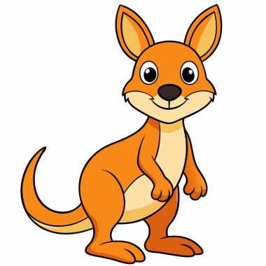 Wallaby. Sevimli komik hayvan. Vektör çizgi film düz illüstrasyon