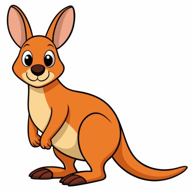 Wallaby. Sevimli komik hayvan. Vektör çizgi film düz illüstrasyon