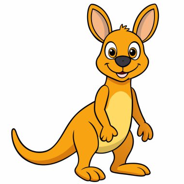 Wallaby. Sevimli komik hayvan. Vektör çizgi film düz illüstrasyon
