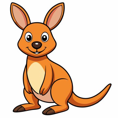Wallaby. Sevimli komik hayvan. Vektör çizgi film düz illüstrasyon