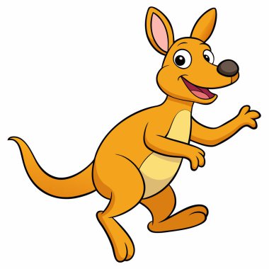 Wallaby. Sevimli komik hayvan. Vektör çizgi film düz illüstrasyon