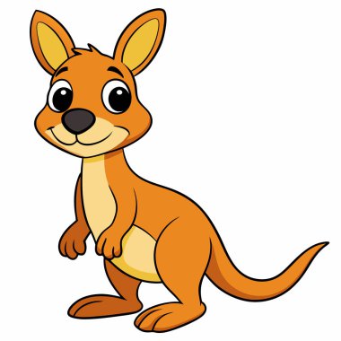 Wallaby. Sevimli komik hayvan. Vektör çizgi film düz illüstrasyon