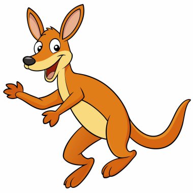 Wallaby. Sevimli komik hayvan. Vektör çizgi film düz illüstrasyon