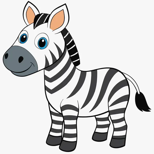Zebra vektör çizimi, çizgi film karakteri, düz stil hayvan..