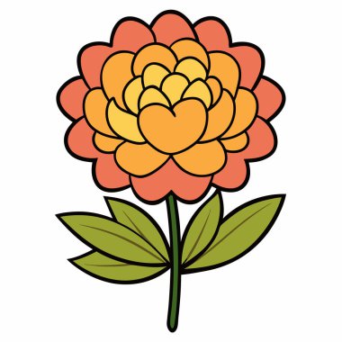 Basit pembe şakayık çiçeği. Düz vektör çizimi beyaz arkaplanda izole edildi.
