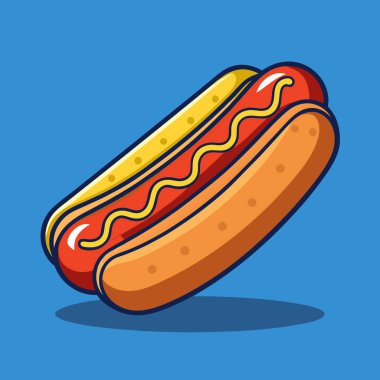 Hot Dog Çizgi Film Vektör Simgesi Düz illüstrasyon.