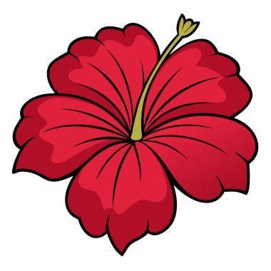 beyaz arkaplanda izole edilmiş hibiscus çiçeği düz vektör illüstrasyon klibiti