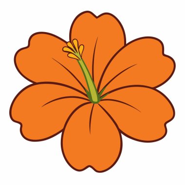 beyaz arkaplanda izole edilmiş hibiscus çiçeği düz vektör illüstrasyon klibiti