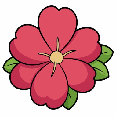 beyaz arkaplanda izole edilmiş hibiscus çiçeği düz vektör illüstrasyon klibiti