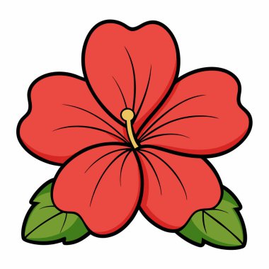 beyaz arkaplanda izole edilmiş hibiscus çiçeği düz vektör illüstrasyon klibiti