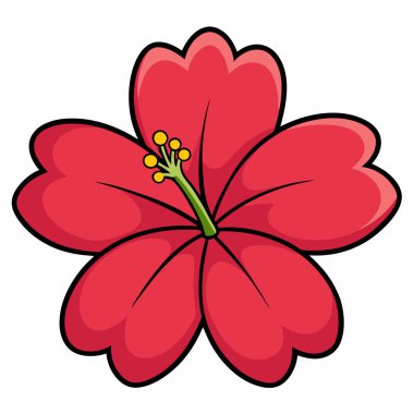 beyaz arkaplanda izole edilmiş hibiscus çiçeği düz vektör illüstrasyon klibiti