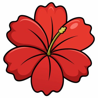 beyaz arkaplanda izole edilmiş hibiscus çiçeği düz vektör illüstrasyon klibiti