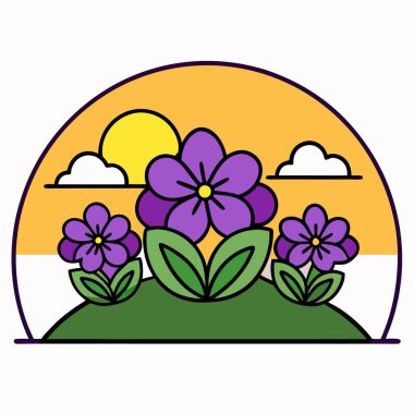 heliotrope flower drawing flat vector illustration. clipart