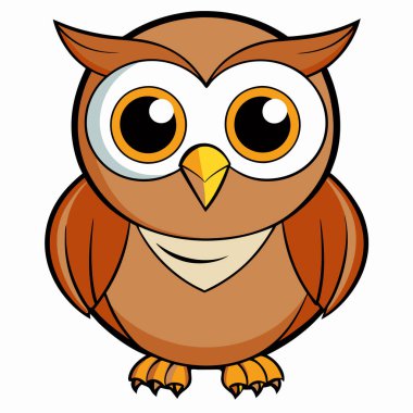 Cute barn owl bird animal design flat vector illustration isolated on white background clipart