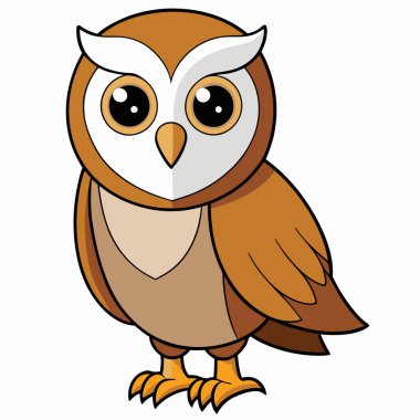 Cute barn owl bird animal design flat vector illustration isolated on white background clipart