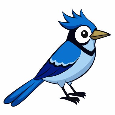 Simple and Elegant Blue Jay Flat Vector Illustration clipart