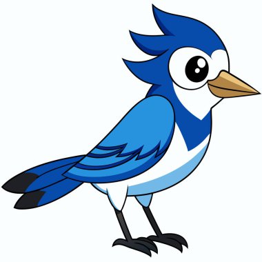 Simple and Elegant Blue Jay Flat Vector Illustration clipart