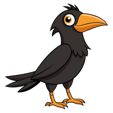 Crow isolated on white background, vector illustration clipart