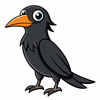 Crow isolated on white background, vector illustration clipart