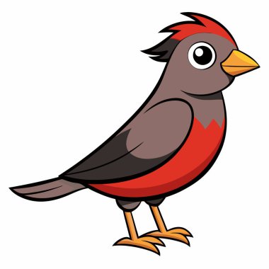 Karikatür tarzındaki Finch beyaz bir arkaplanda izole edilmiş. Şehir kuşları. Vektör düz resimleme.